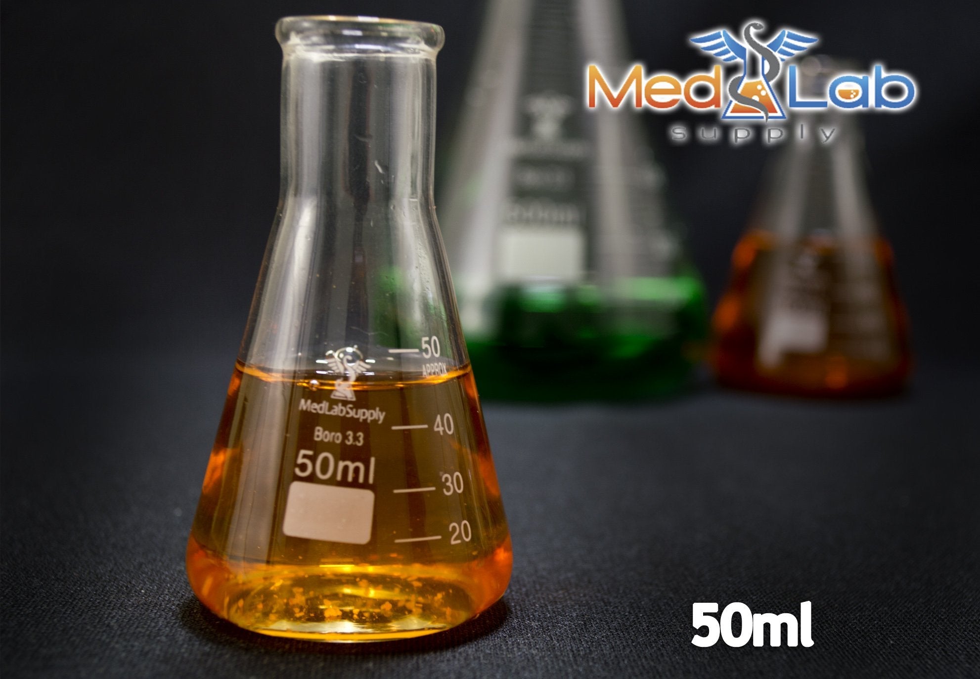 50 ML Erlenmeyer Flask, Narrow Neck, Glass, Graduated