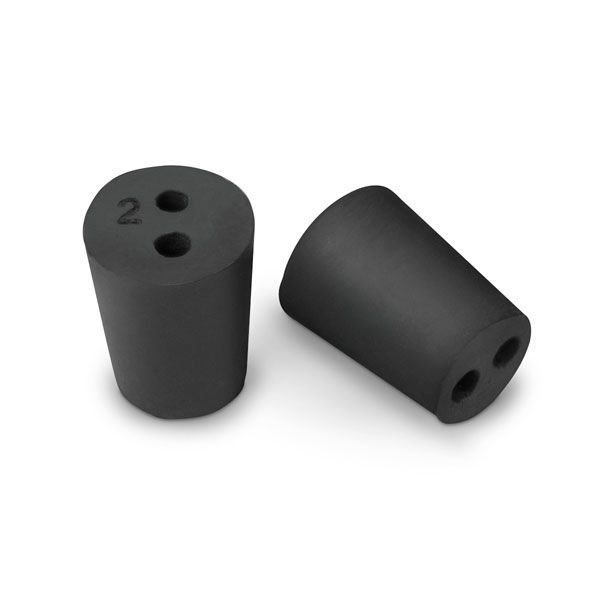 Size No. 2 - Black Rubber Stopper - Solid, 1-Hole, & 2- Hole