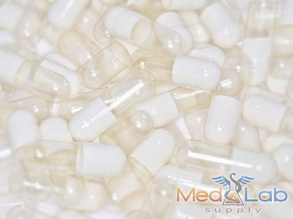 White/Clear Gelatin Capsules, Size 1