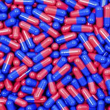 Red/Blue Empty Gelatin Capsules, Size 1