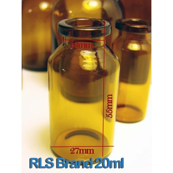 RLS 20ML Tubular Amber Glass Serum Vials by Med Lab Supply