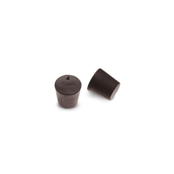 Size No. 4- Black Rubber Stopper - Solid, 1-Hole, & 2- Hole
