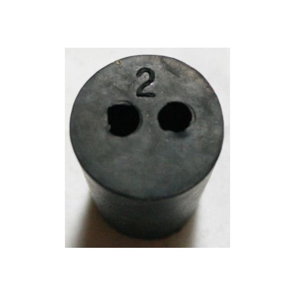 Size No. 2 - Black Rubber Stopper - Solid, 1-Hole, & 2- Hole