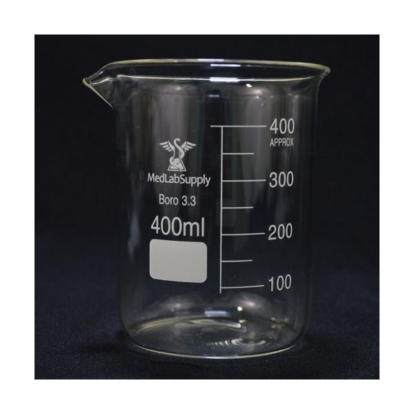 400ml Low Form Graduated Glass Beakers by Med Lab Supply
