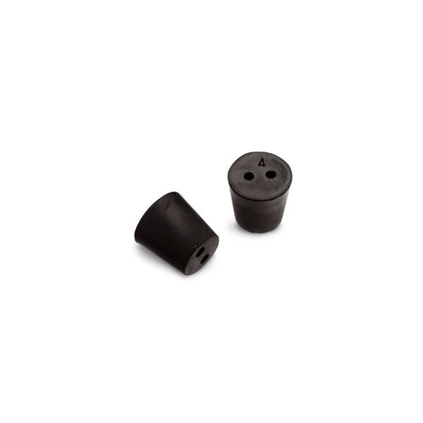 Size No. 4- Black Rubber Stopper - Solid, 1-Hole, & 2- Hole