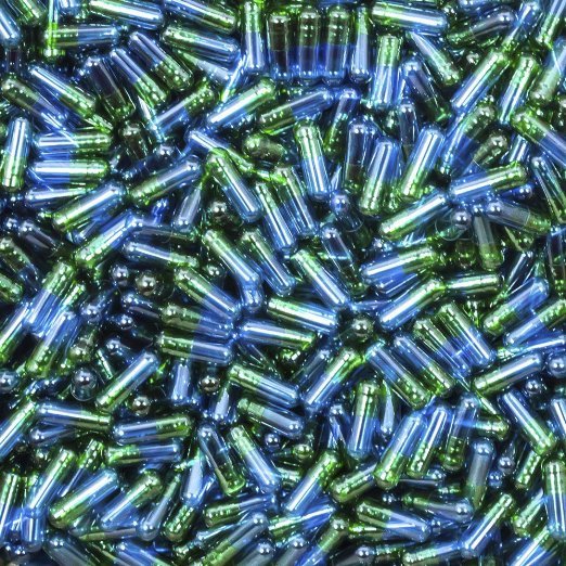 Green/Blue Semi-Transparent Capsules, Size 3