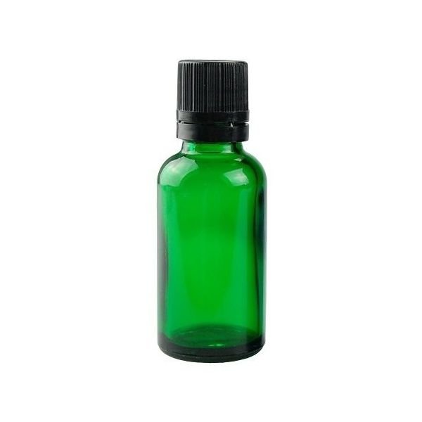 Empty Green Glass Vial with Euro-Dropper & Screw Cap