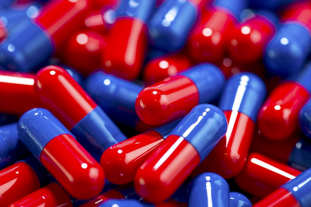Red/Blue Empty Gelatin Capsules, Size 1