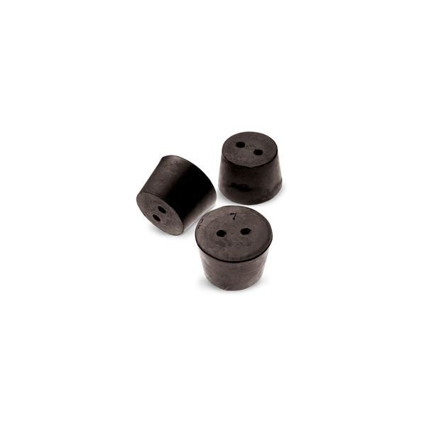 Size No. 7 - Black Rubber Stopper - Solid, 1-Hole, & 2- Hole