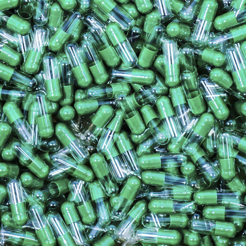 Green/Clear Empty Gelatin Capsules, Size 0