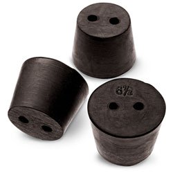 Size No. 6-1/2 - Black Rubber Stopper - Solid, 1-Hole, & 2- Hole