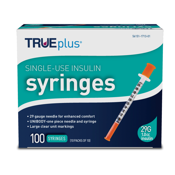 TRUEplus Insulin Syringes 1cc x 29G x 1/2", BX 100