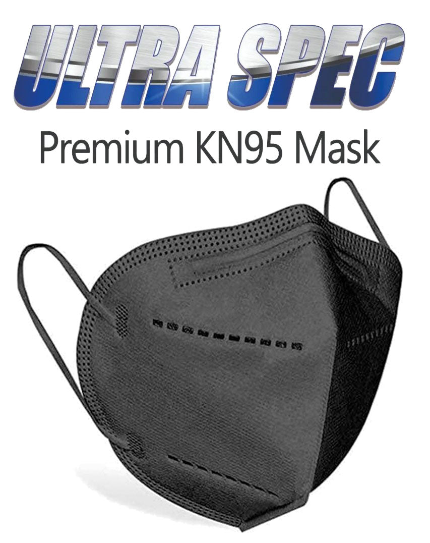 UltraSpec Premium KN95 Masks-Youth Size. Stealth Black (white interior). Individually sealed. Box of 20. USA Nelson Lab tested @ 99+% filtration efficiency.