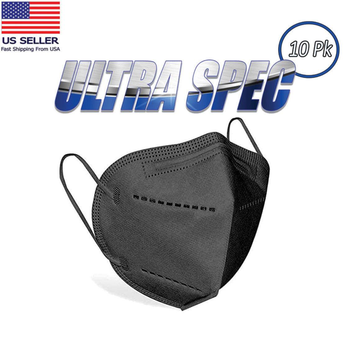 UltraSpec Premium KN95 Masks-Youth Size. Stealth Black (white interior). Individually sealed. Box of 20. USA Nelson Lab tested @ 99+% filtration efficiency.