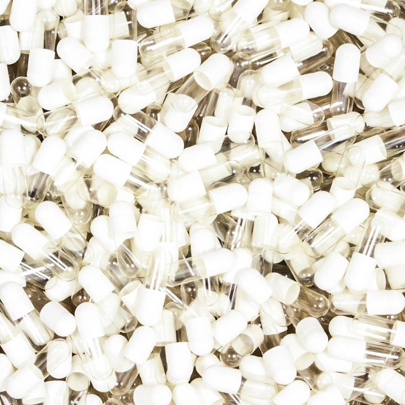 White/Clear Gelatin Capsules, Size 1, Qty 5000