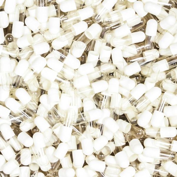 White/Clear Empty Gelatin Capsules, Size 0, 2500 count