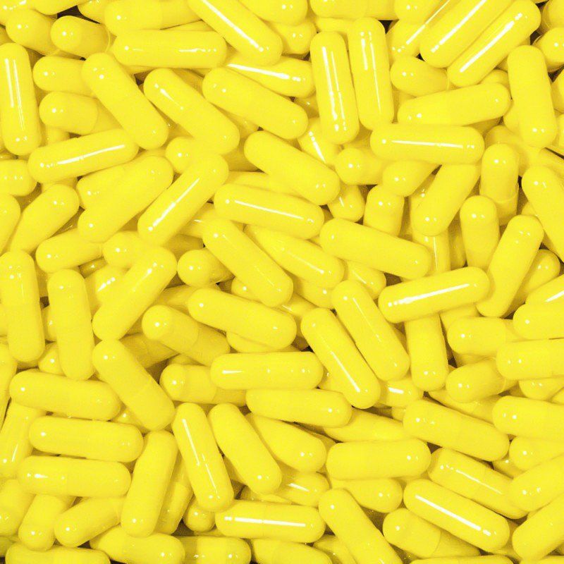 Yellow Gelatin Capsules, Size: 2 (Qty. 1500) in gripper jar