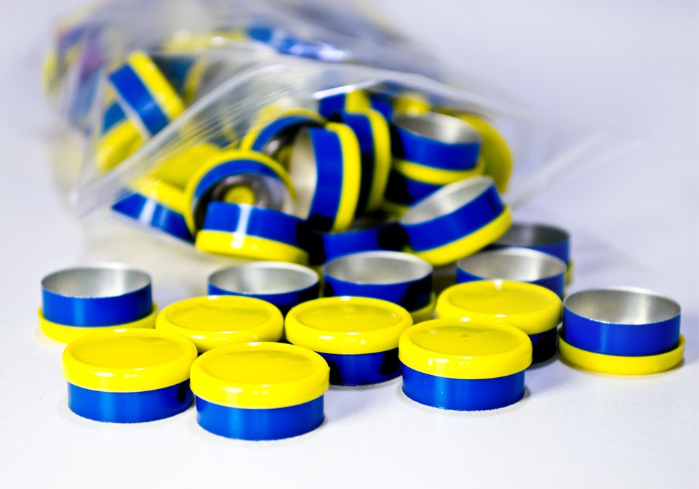 20mm Dual Tone Flip Top Seal (Yellow/Dark Blue) Qty.100