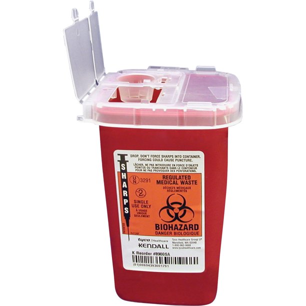 Sharps Container, 1 Qt, Autodrop Phlebotomy, Red, Each