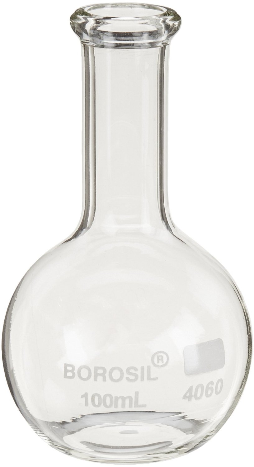 100ml, Boiling Flask, Flat Bottom, Borosilicate Glass (Qty. 1)
