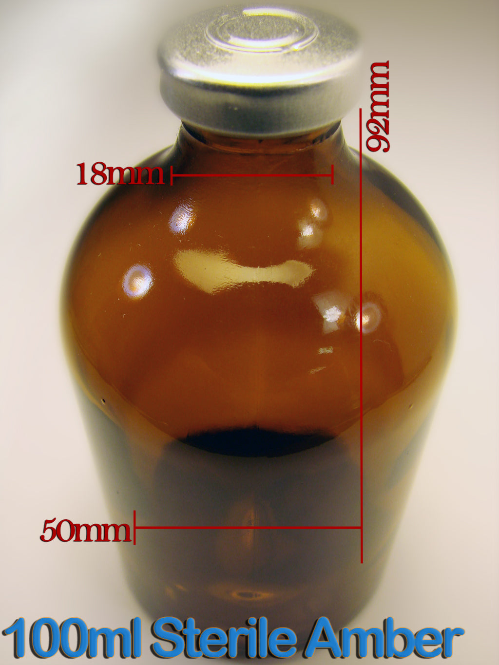 100ml Amber Sealed Sterile Glass Vial, Qty. 1