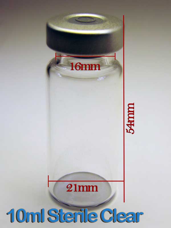 ALK-10ml-20mm Clear Sealed Sterile Glass Vial, Silver, Qty 1