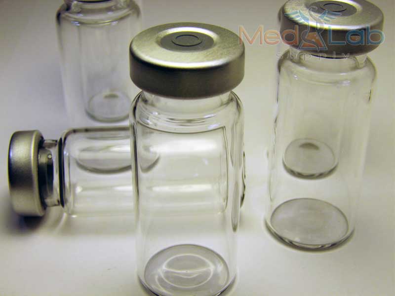 10ml-20mm Clear Sealed Sterile Glass Vial, Silver, Qty. 25