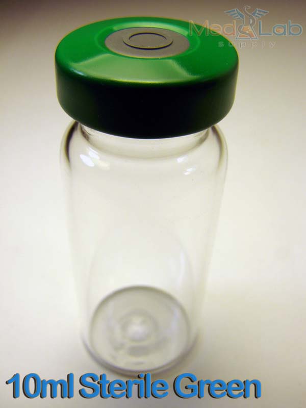 ALK-10ml Clear Sealed Sterile Glass Vial, Green, Qty. 1