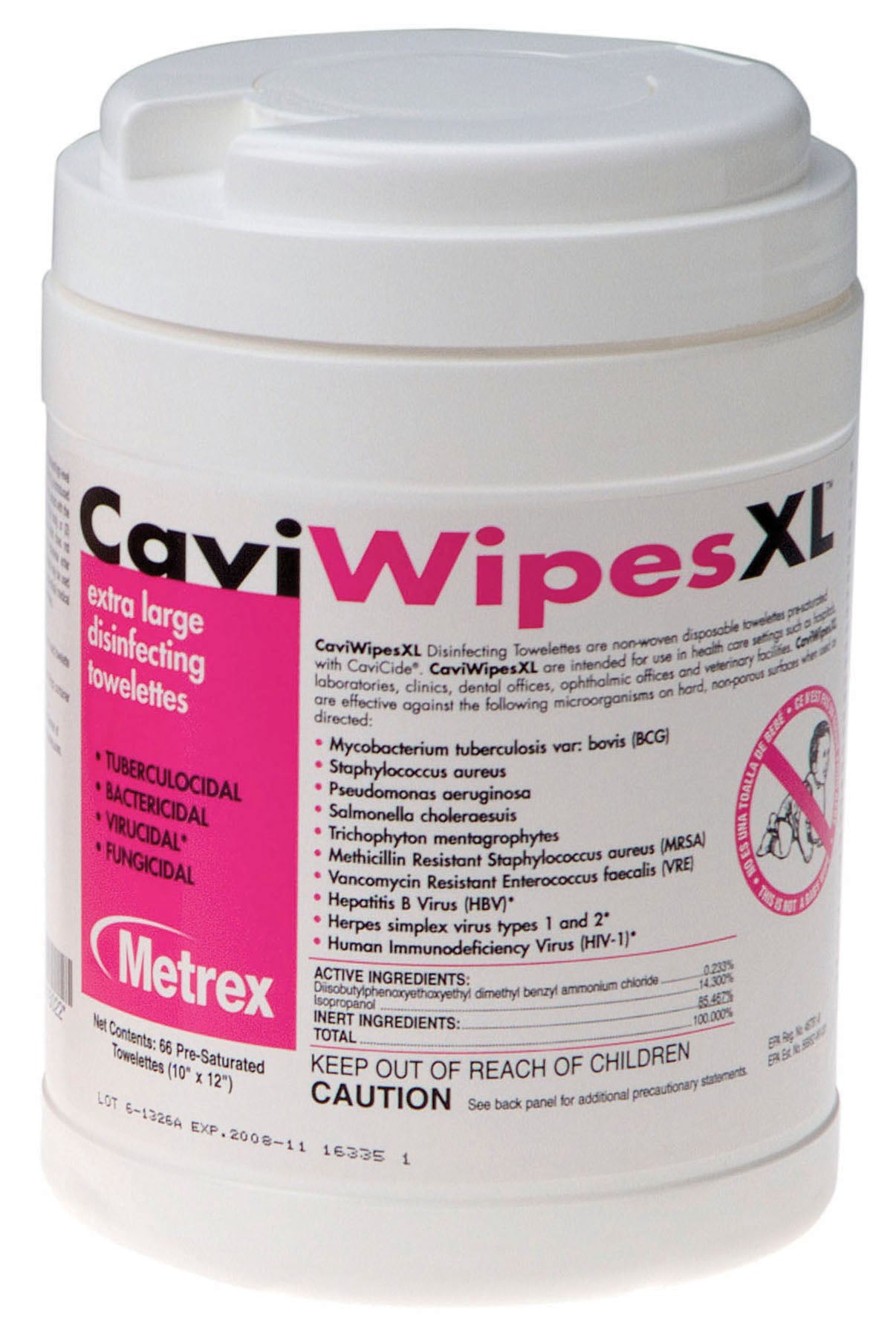 Cavicide CaviWipes XL Surface Wipes, 65/Canister
