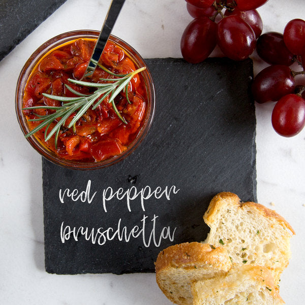 5" Square Black Slate Appetizers & Tasting Plate with Soapstone Chalk