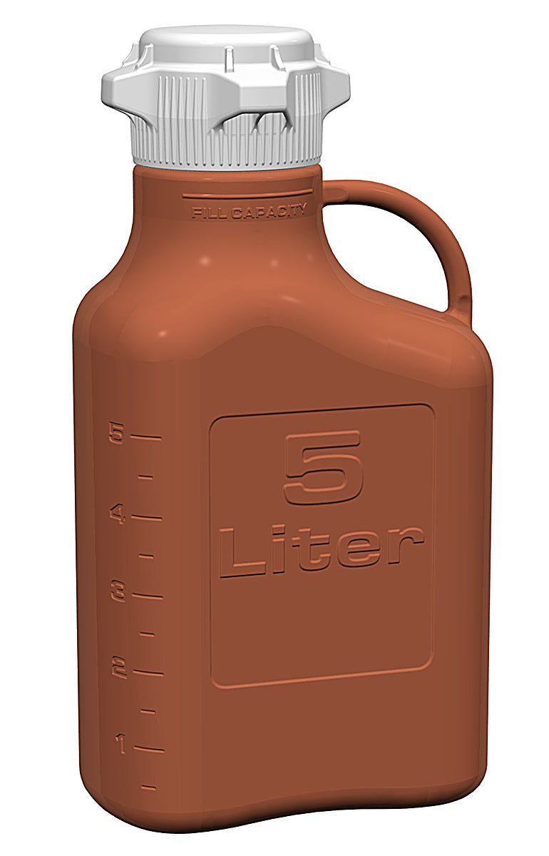 Carboy, 5L, Amber HDPE, 83mm Cap