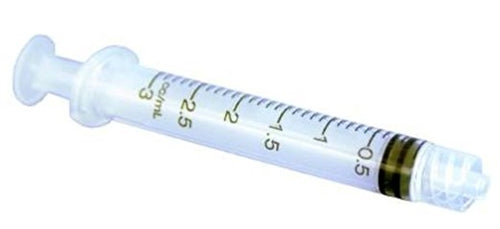 CarePoint Luer Lock 3cc/mL Syringe only, Box of 100