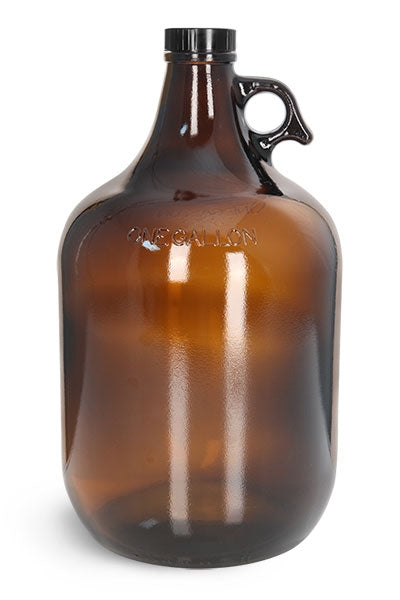 Amber Glass Growler, Reagent, or Media Storage Bottle, 1 gallon