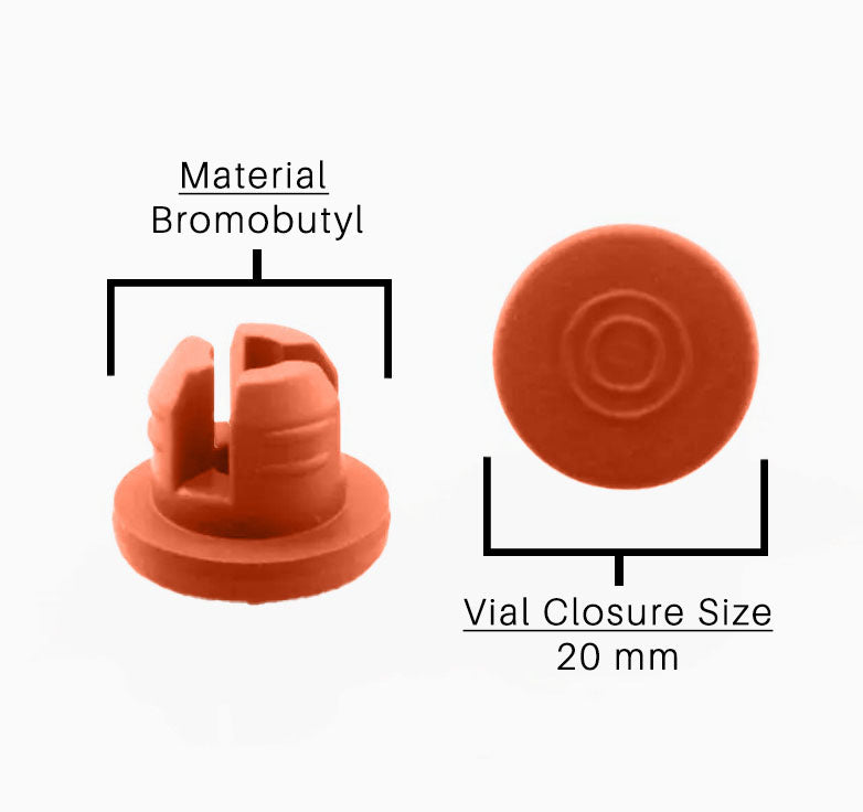 Red Butyl Rubber Stopper, 20mm, Qty. 100