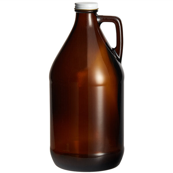Amber Glass Growler, Reagent, or Media Storage Bottle, 64 fl oz