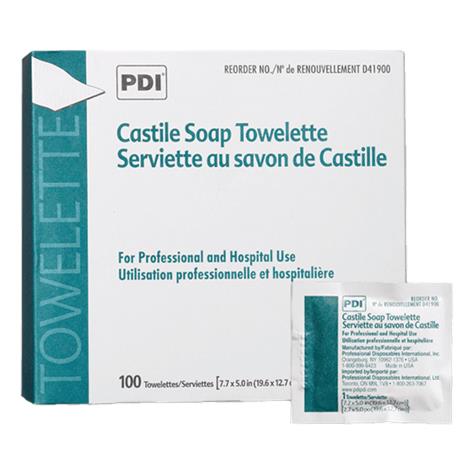 PDI Healthcare Castile Soap Towelette", 100 Individually Wrapped Wipes per Box