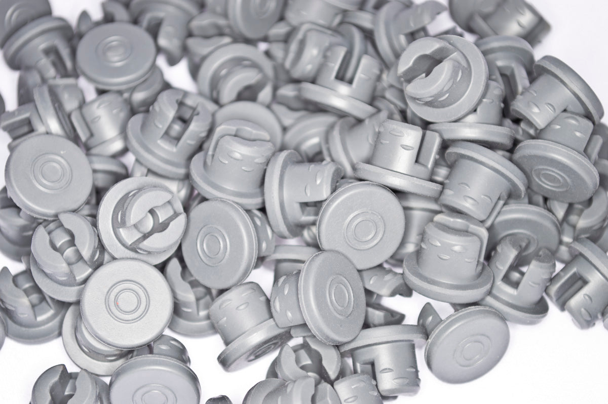 13mm Lyophilization Stoppers 2-Pronged Gray, Qty 100