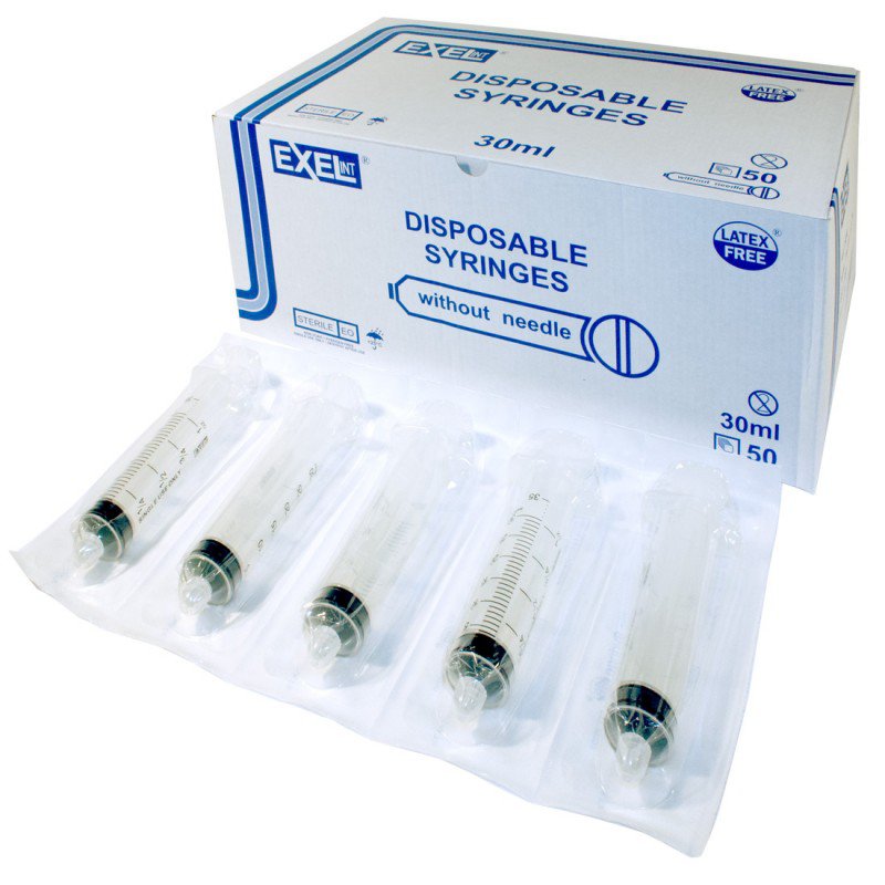 Exel Luer Lock Syringe Only, 30ML, Qty. 50, 26290
