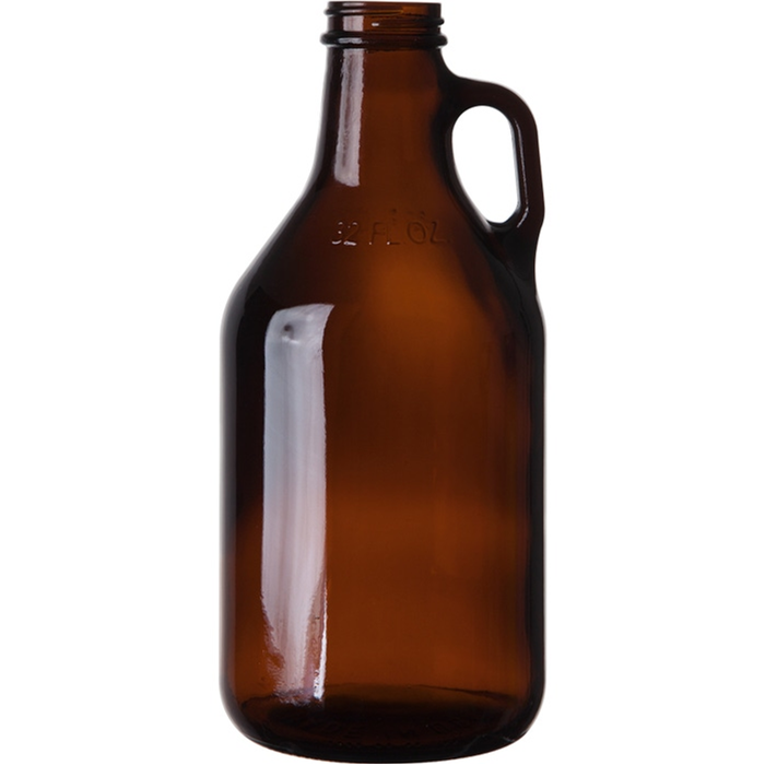 Amber Glass Growler, Reagent, or Media Storage Bottle, 32 fl oz  with cap