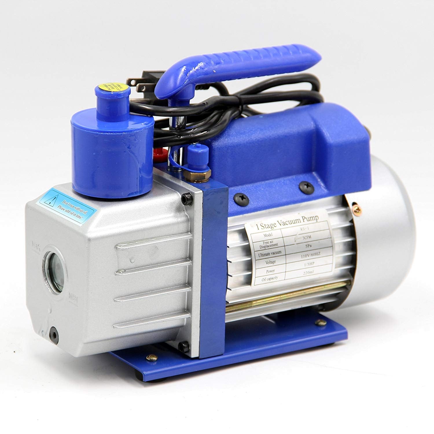 "RS-1" 3 CFM Rotary Vane High Filtration 1/4 HP Electric Vacuum Pump, Qty. 1