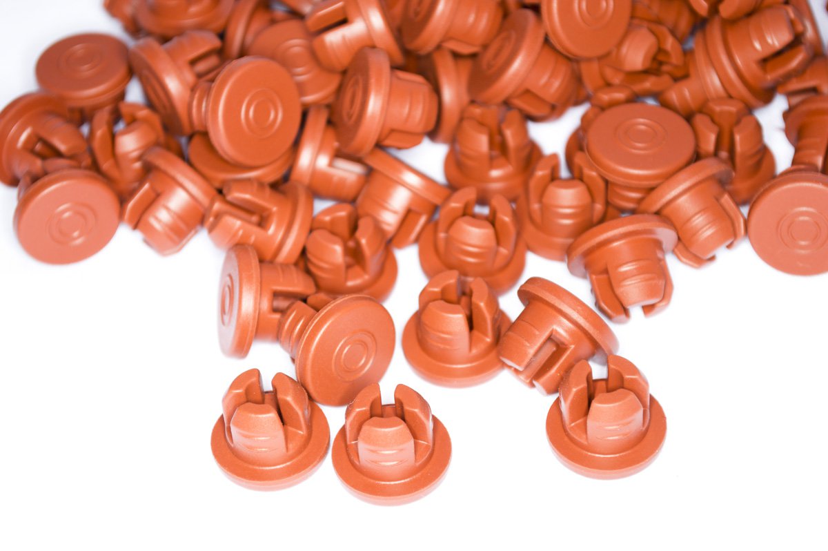 20mm Lyophilization Stoppers 3-Pronged Red (Qty: 1000)
