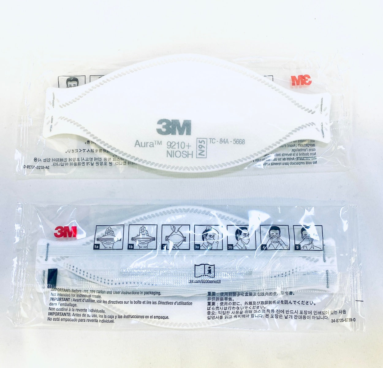 3M 9205+ Aura Niosh N95 Particulate Respirator.  99+% Filtration Efficiency.  Individually Sealed.