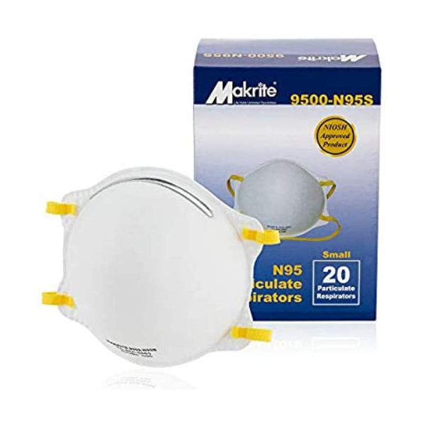 NIOSH Certified Makrite 9500-N95 Pre-Formed Cone Particulate Respirator Mask Small, Box of 20
