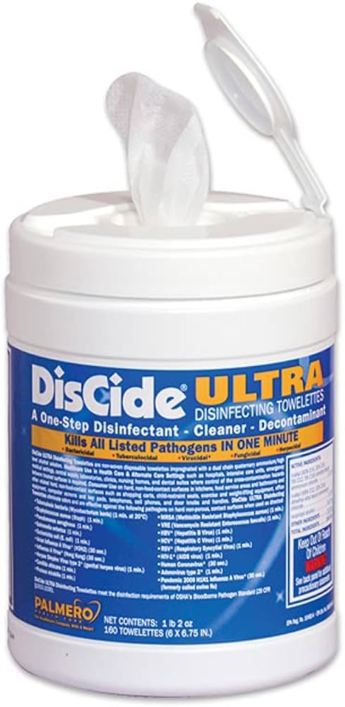 DisCide Ultra Disinfectant Surface Wipes, 160 Wipes Per Canister
