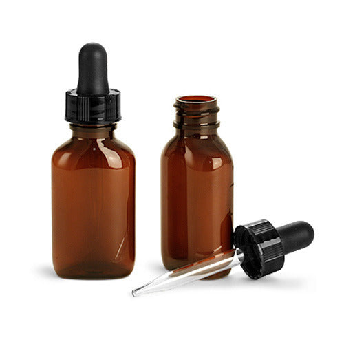 1oz Empty Amber Glass Dropper Vial