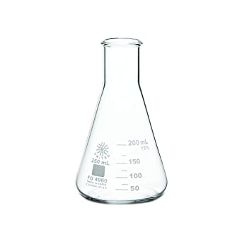 Narrow Mouth Graduated Glass Erlenmeyer Flask, 250ML