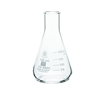 Narrow Mouth Graduated Glass Erlenmeyer Flask, 150ML