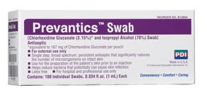 PDI Prevantics Swab (prep pad), 3.125" x 1.125", Box of 100