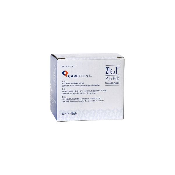 CarePoint Poly Hub Sterile Needle 22g x 1.5", Box of 100