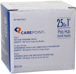 CarePoint Poly Hub Sterile Needles, Box of 100